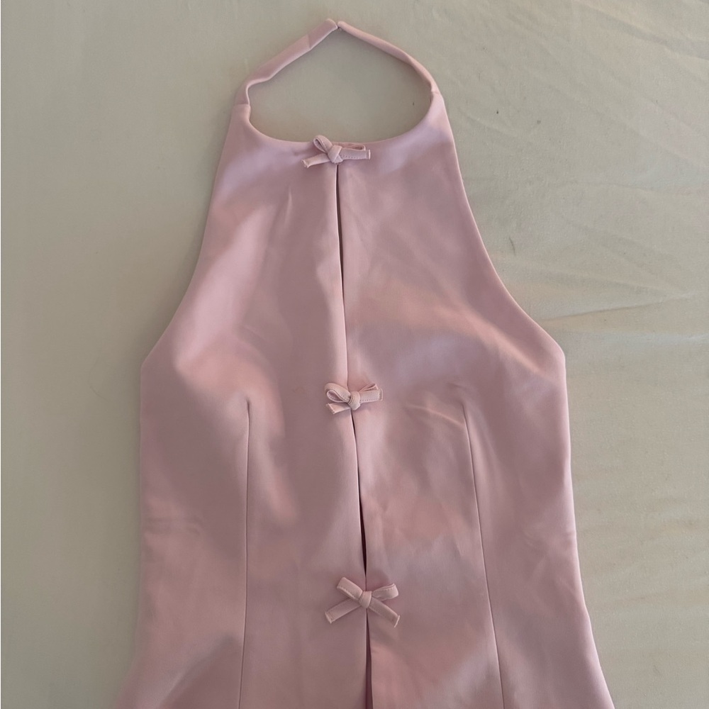 Zara Pink Halter Top with Bow